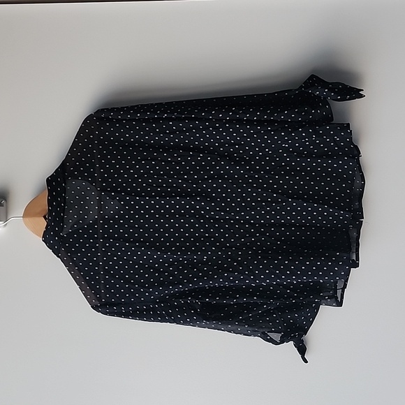 Vintage Emma James Liz Clairborne Textured Polka Dot Sheer Button Up Blouse Top - Picture 5 of 5